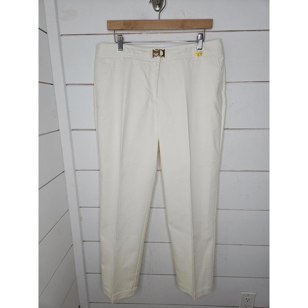Charter Club Pant Shop size 14 cream cropped pants with attached belt